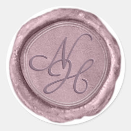 Elegant Metallic Roze Wax Seal Monogram Sticker