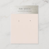 ELEGANT METALLIC SILVER BLUSH PINK EARRING DISPLAY VISITEKAARTJE (Voorkant)