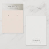 ELEGANT METALLIC SILVER BLUSH PINK EARRING DISPLAY VISITEKAARTJE (Voorkant / Achterkant)