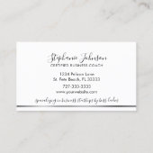 Elegant Metallic Silver Glitter Drip Boss Lady Visitekaartje (Achterkant)