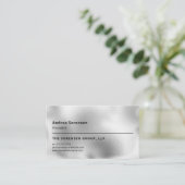 Elegant Metallic Silver Professioneel Visitekaartj Visitekaartje (Staand voorkant)