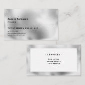 Elegant Metallic Silver Professioneel Visitekaartj Visitekaartje (Voorkant / Achterkant)