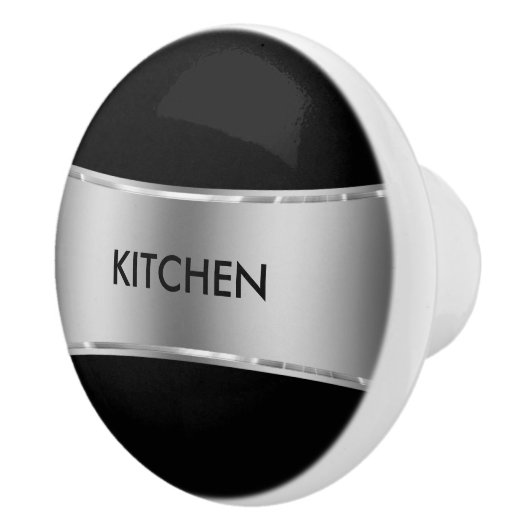 Elegant Metallic Silver Tones Stripe Keramische Knop (Rechts)