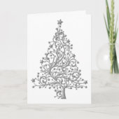 Elegant Metallic Silver Tree Kerstmis Kaart (Voorkant)