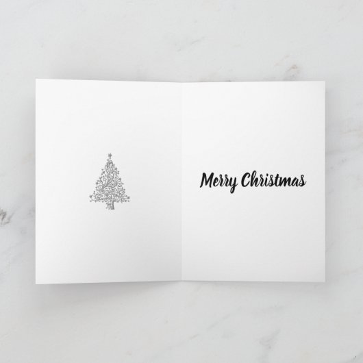 Elegant Metallic Silver Tree Kerstmis Kaart (Binnen)