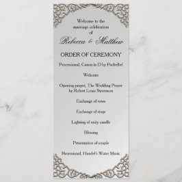 Elegant Metallic Silver Wedding Programmakaart