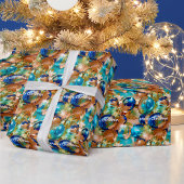 Elegant metallic uiterlijk ornamenten Kerst Cadeaupapier