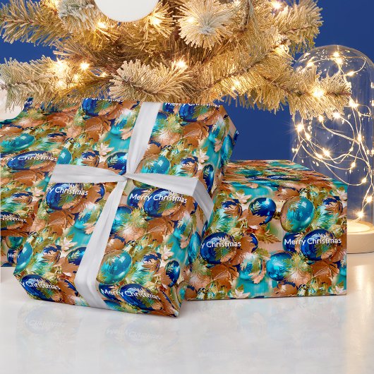 Elegant metallic uiterlijk ornamenten Kerst Cadeaupapier