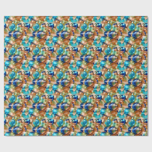 Elegant metallic uiterlijk ornamenten Kerst Cadeaupapier (Vlak)