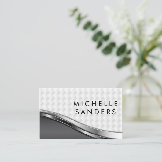Elegant Metallic Weave Patroon Visitekaartje (Staand voorkant)