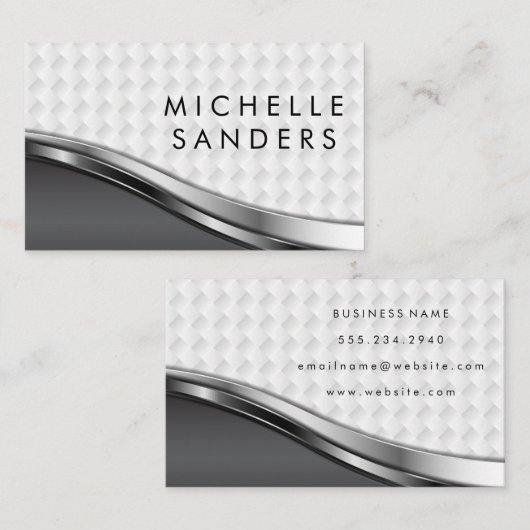 Elegant Metallic Weave Patroon Visitekaartje (Voorkant / Achterkant)