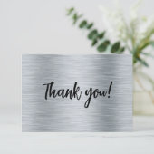 Elegant metallic zilver bedankkaart (Staand voorkant)