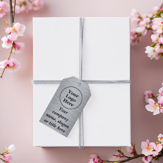 Elegant metallic zilver cadeaulabel