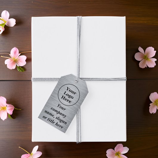 Elegant metallic zilver cadeaulabel