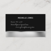 Elegant metallic zilver en zwart visitekaartje (Achterkant)