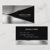 Elegant metallic zilver en zwart visitekaartje (Voorkant / Achterkant)