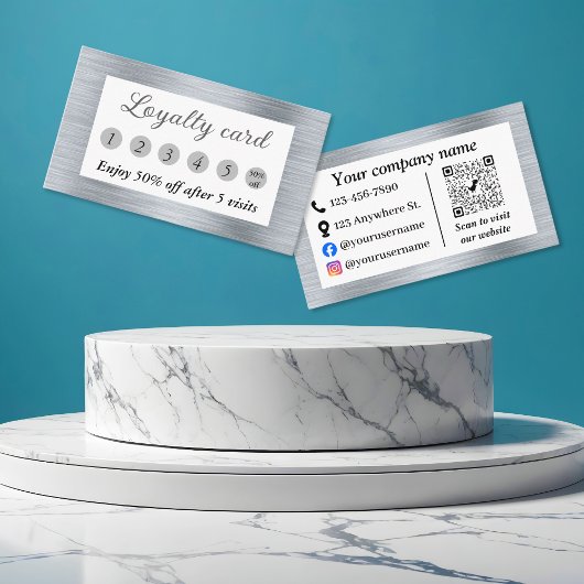 Elegant metallic zilver klantenkaartje