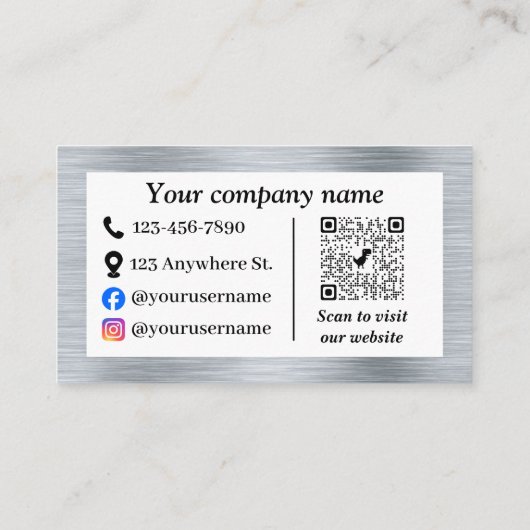 Elegant metallic zilver kortingskaartje (Achterkant)