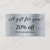 Elegant metallic zilver kortingskaartje (Voorkant)