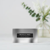 Elegant metallic zilver met minimaal design visitekaartje (Staand voorkant)