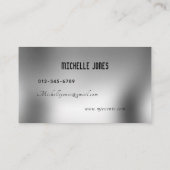 Elegant metallic zilver met minimaal design visitekaartje (Achterkant)