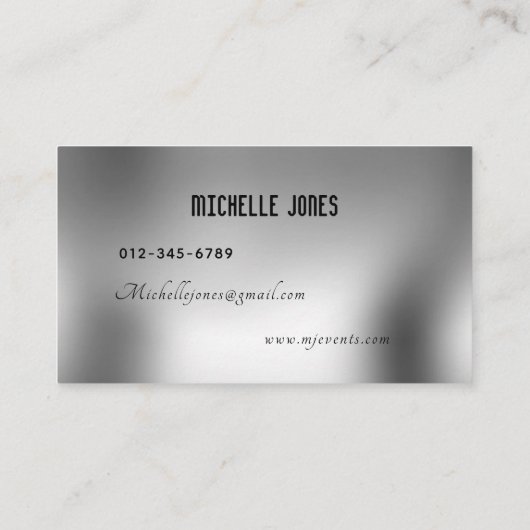 Elegant metallic zilver met minimaal design visitekaartje (Achterkant)