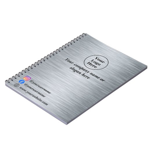 Elegant metallic zilver notitieboek (Linkerzijde)