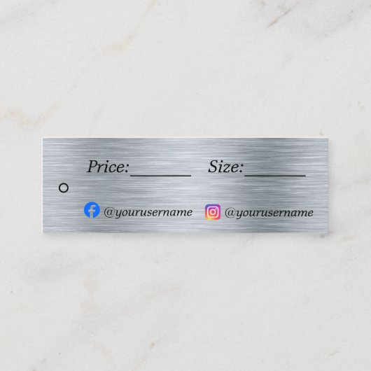 Elegant metallic zilver Prijs Label (Achterkant)