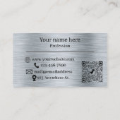 Elegant metallic zilver Visitekaartje (Achterkant)