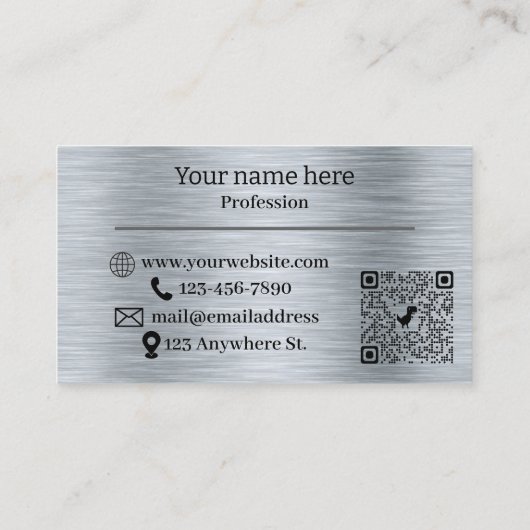 Elegant metallic zilver Visitekaartje (Achterkant)