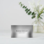 Elegant metallic zilver visitekaartje (Staand voorkant)