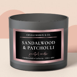 Elegant Metallic Zwart & Roos Gold Script Candle Rechthoekige Sticker