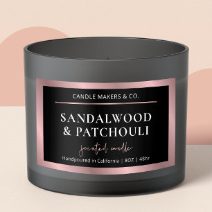 Elegant Metallic Zwart & Roos Gold Script Candle Rechthoekige Sticker