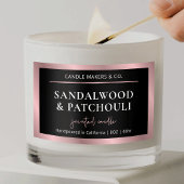 Elegant Metallic Zwart & Roos Gold Script Candle Rechthoekige Sticker