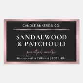 Elegant Metallic Zwart & Roos Gold Script Candle Rechthoekige Sticker (Voorkant)