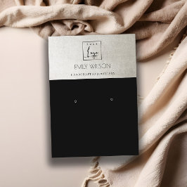 ELEGANT METALLIC ZWARTE SILVER LOGO EARRING DISPLA VISITEKAARTJE