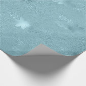 Elegant metallisch blauw kerstbloempatroon cadeaupapier (Hoek)