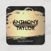 Elegant metallisch goud gepenseerd met Mustache Vierkante Visitekaartje (Voorkant)