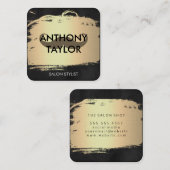 Elegant metallisch goud gepenseerd met Mustache Vierkante Visitekaartje (Voorkant / Achterkant)