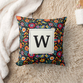 Elegant Mexicaans Folk Monogrammed Sierkussen