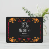 Elegant Mexican Birthday Fiesta Floral Border Kaart (Staand voorkant)