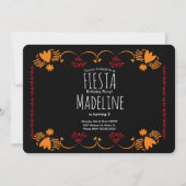 Elegant Mexican Birthday Fiesta Floral Border Kaart (Voorkant)