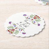 Elegant Mexican Folk Flowers Wedding | Mini Heart Kartonnen Onderzetters (Gekanteld)