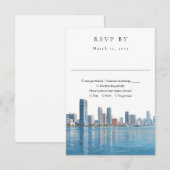 Elegant Miami Skyline Watercolor Wedding RSVP Kaartje (Voorkant / Achterkant)