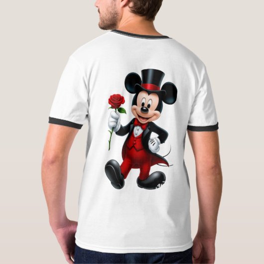 Elegant Mickey Mouse Evening Rose T-Shirt (Achterkant)