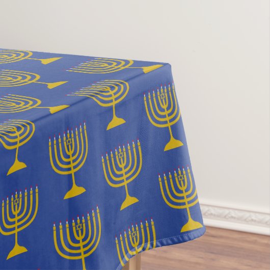 Elegant Mid Blue | Chanukah Hanukkiyah | MENORAH Tafelkleed (Voorbeeld)