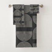 Elegant Mid Century Mod Arch Lines Black en White Bad Handdoek (Insitu)