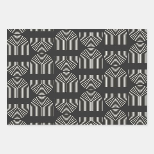 Elegant Mid Century Mod Arch Lines Black en White Inpakpapier Vel (Voorkant 3)