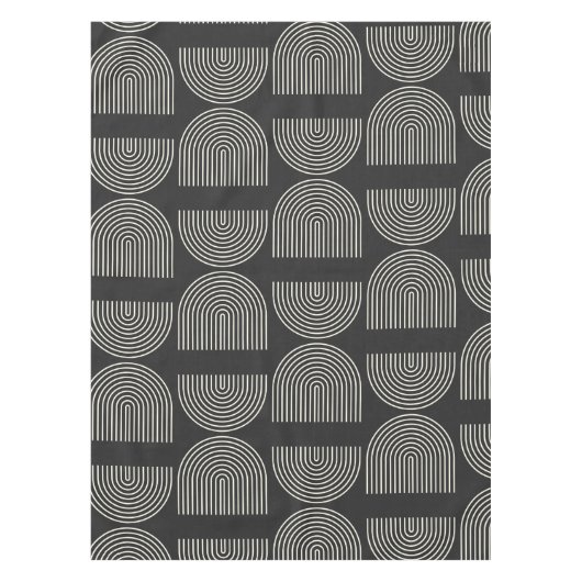 Elegant Mid Century Mod Arch Lines Black en White Tafelkleed (Voorkant)