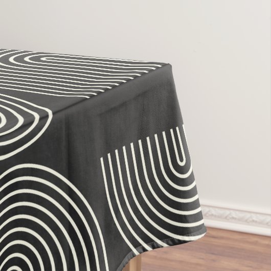 Elegant Mid Century Mod Arch Lines Black en White Tafelkleed (Voorbeeld)